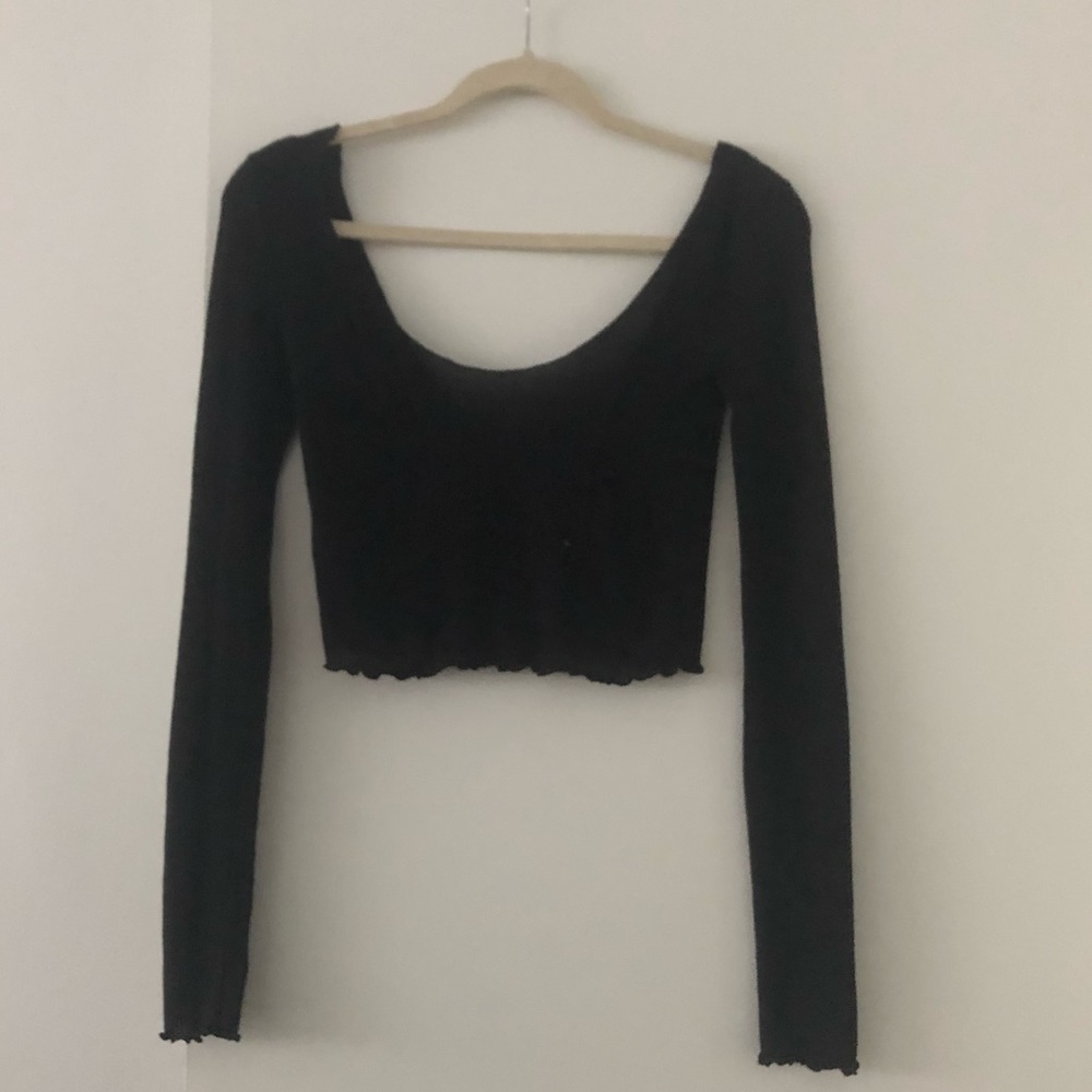 Out From Under Black Long Sleeve Crop Top